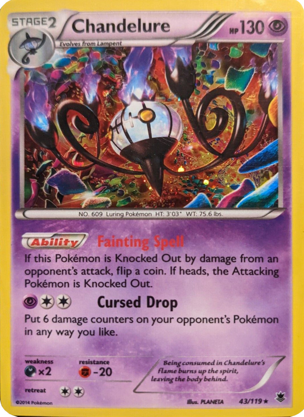 Chandelure (43/119) (Cosmos Holo) [XY: Phantom Forces] | Eastridge Sports Cards & Games