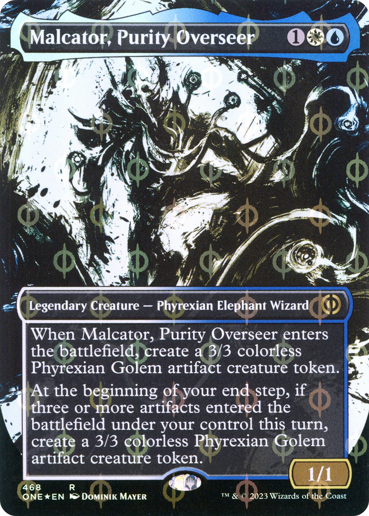 Malcator, Purity Overseer (Borderless Ichor Step-and-Compleat Foil) [Phyrexia: All Will Be One] | Eastridge Sports Cards & Games