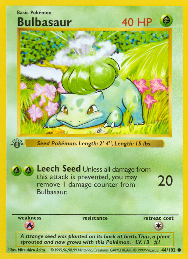 Bulbasaur (44/102) (Shadowless) [Base Set 1st Edition] | Eastridge Sports Cards & Games