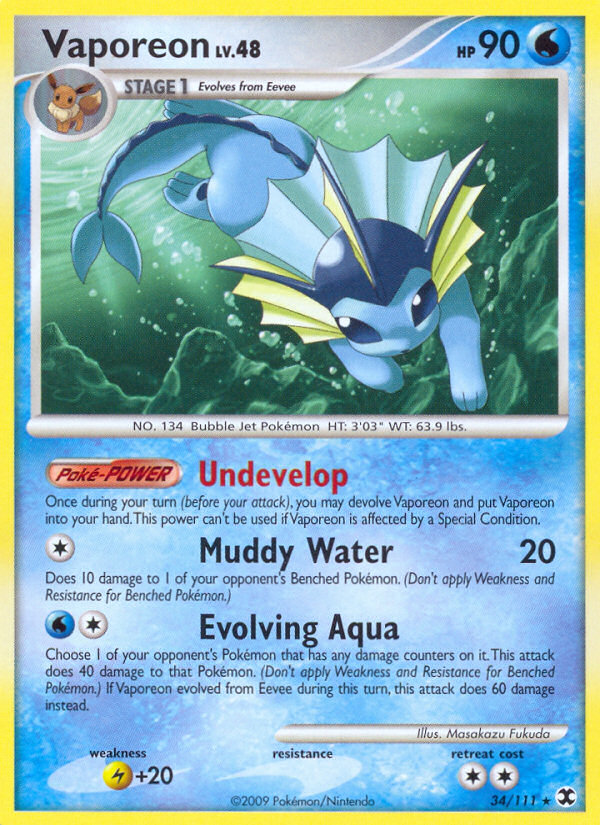 Vaporeon (34/111) [Platinum: Rising Rivals] | Eastridge Sports Cards & Games