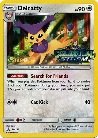 Delcatty (SM132) (Staff Prerelease Promo) [Sun & Moon: Black Star Promos] | Eastridge Sports Cards & Games