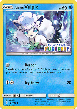 Alolan Vulpix (21/145) (Build A Bear Workshop Exclusive) [Sun & Moon: Guardians Rising] | Eastridge Sports Cards & Games