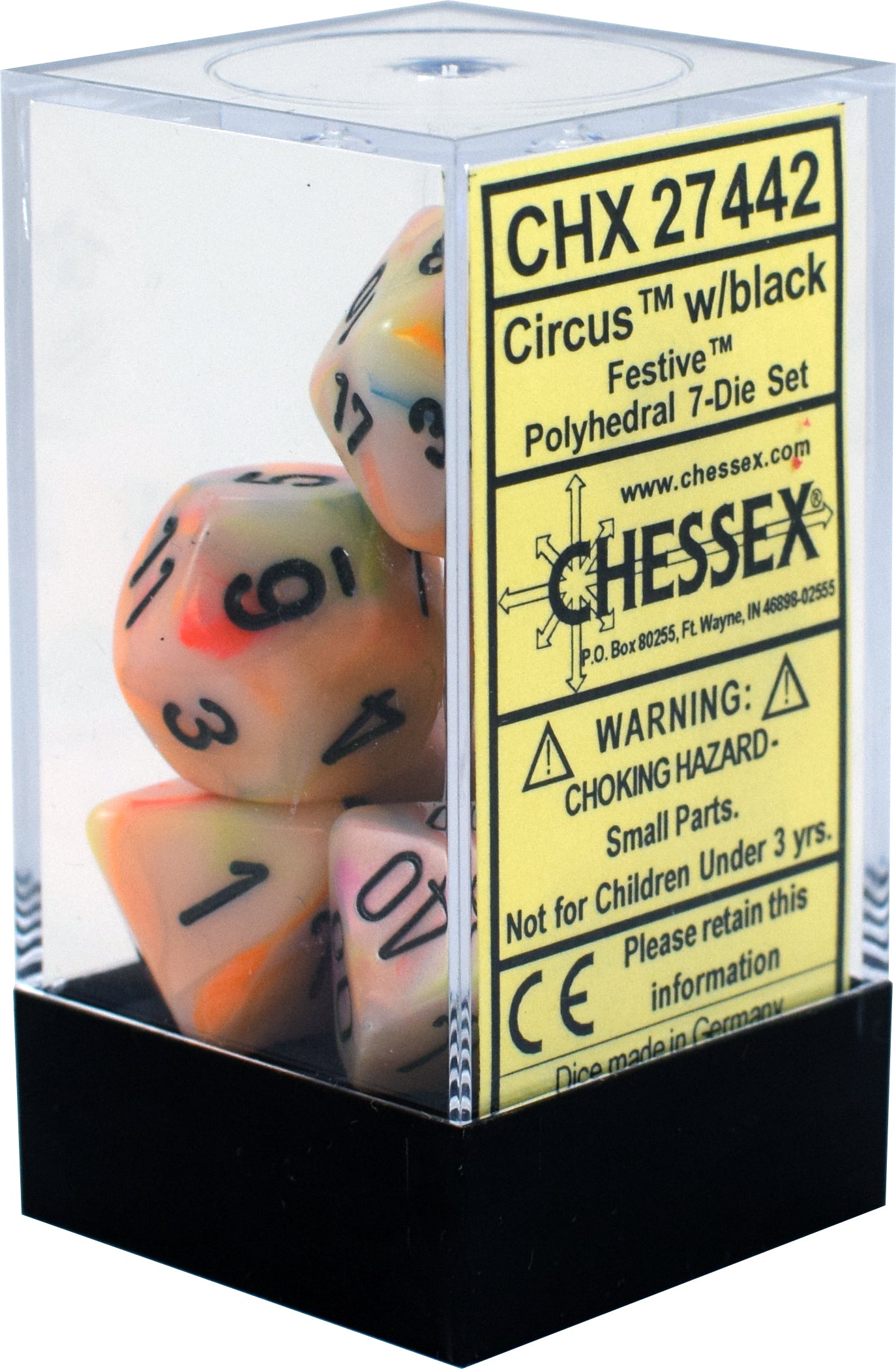 CHESSEX FESTIVE 7-DIE SET CIRCUS/BLACK (CHX27442) | Eastridge Sports Cards & Games