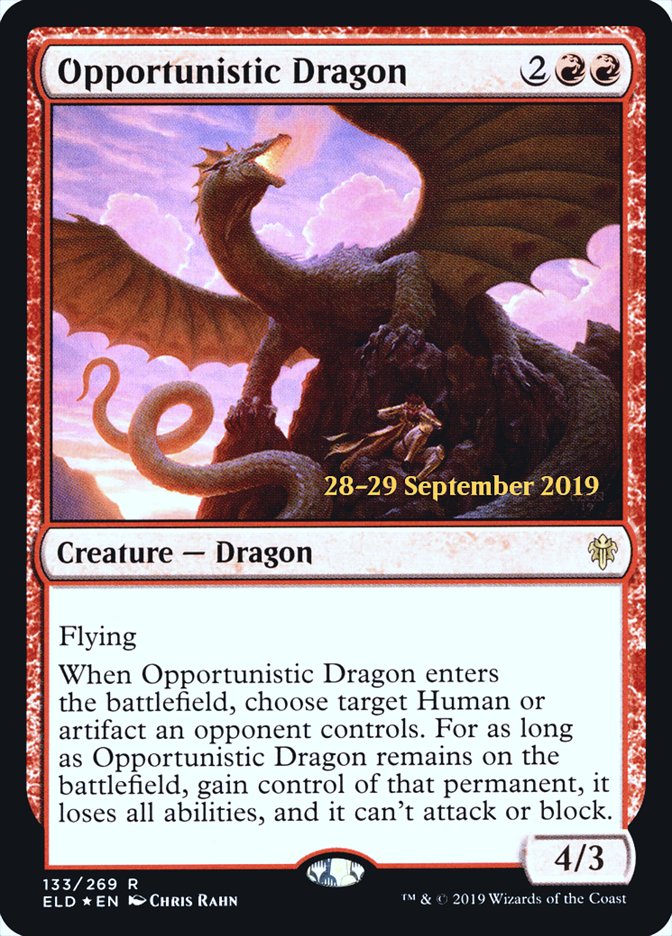 Opportunistic Dragon  [Throne of Eldraine Prerelease Promos] | Eastridge Sports Cards & Games