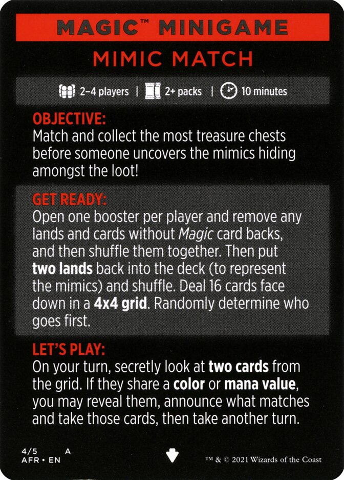 Mimic Match (Magic Minigame) [Dungeons & Dragons: Adventures in the Forgotten Realms Minigame] | Eastridge Sports Cards & Games