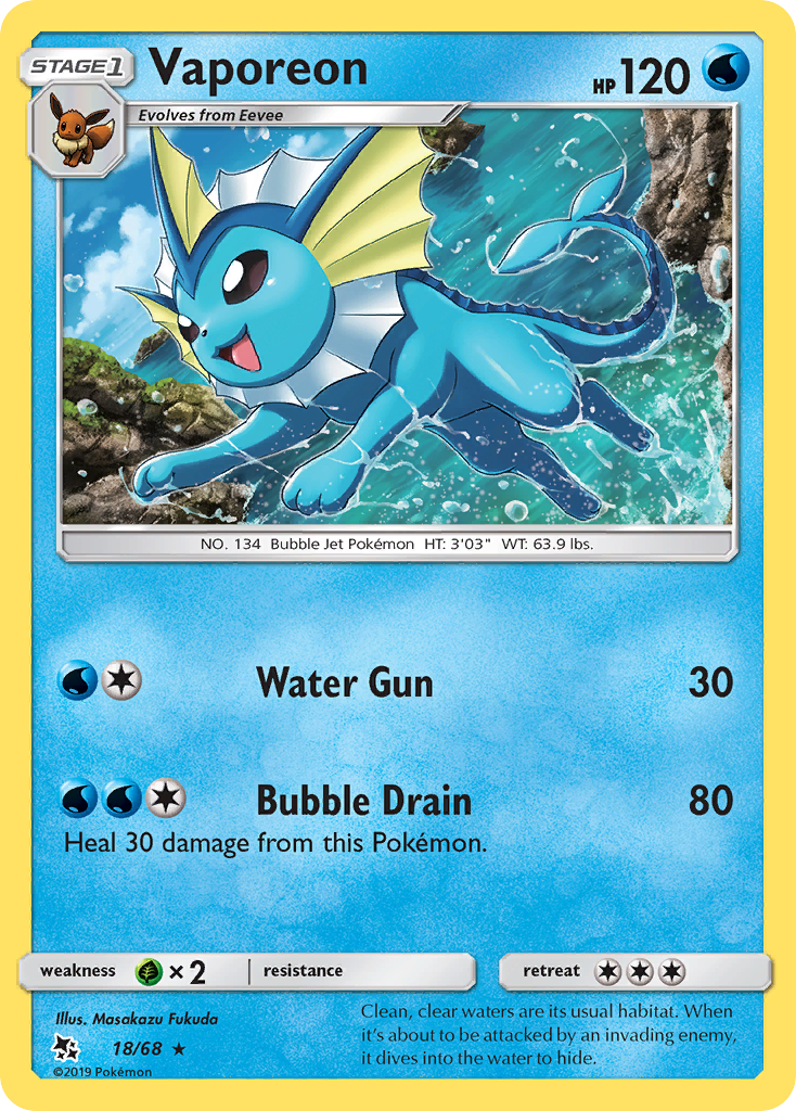 Vaporeon (18/68) [Sun & Moon: Hidden Fates] | Eastridge Sports Cards & Games