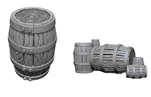 WizKids Deep Cuts Unpainted Miniatures: Barrel & Pile of Barrels | Eastridge Sports Cards & Games