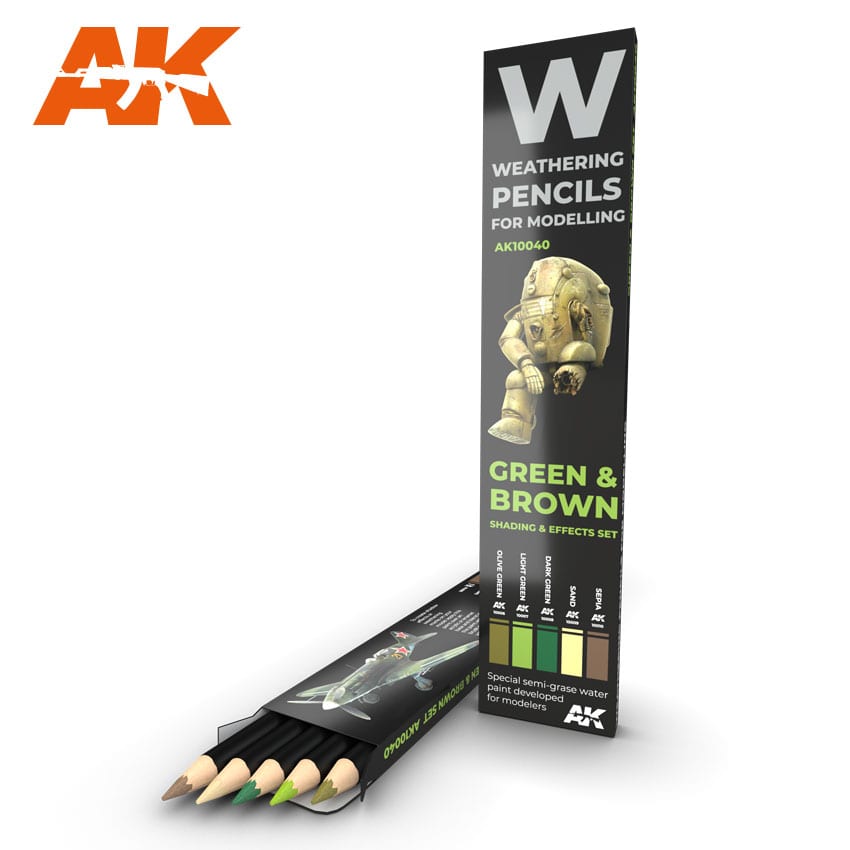 AK Interactive Watercolor Pencil Set Green And Brown Camouflages | Eastridge Sports Cards & Games