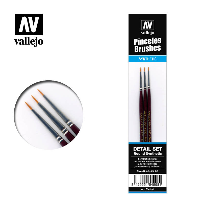 Vallejo 3 Piece Synthetic Brush Set ( Sizes 4/0, 3/0, 2/0 ) | Eastridge Sports Cards & Games