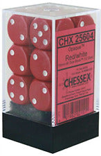 CHESSEX Opaque 12D6 Red/White 16MM (CHX25604) | Eastridge Sports Cards & Games