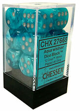 CHESSEX Cirrus 12D6 Aqua/Silver 16MM (CHX27665) | Eastridge Sports Cards & Games