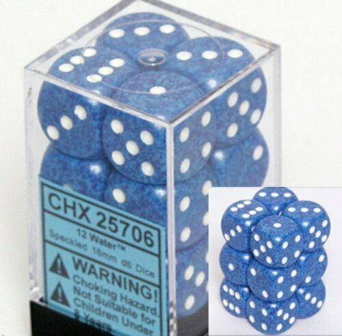 CHESSEX Speckled 12D6 Water 16MM (CHX25706) | Eastridge Sports Cards & Games