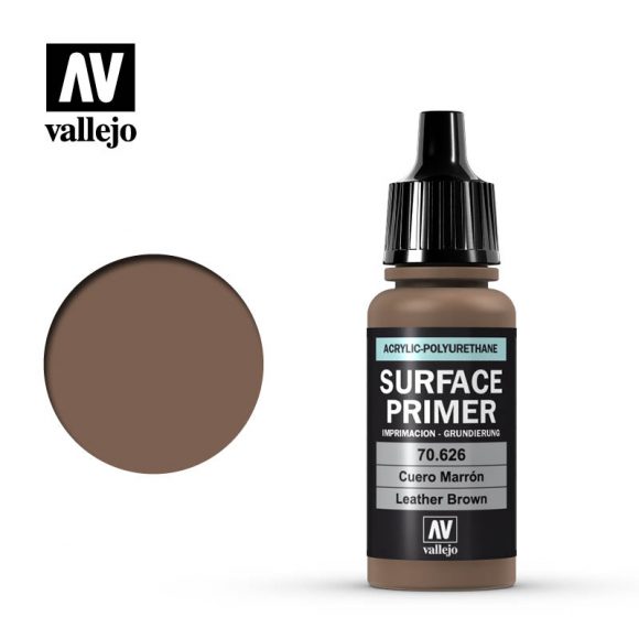 VALLEJO SURFACE PRIMER: LEATHER BROWN (17ML) | Eastridge Sports Cards & Games